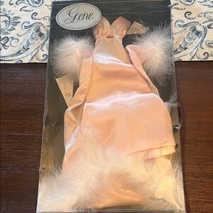 Elegant Pink Satin Dress  and cape with White feather. Barbie